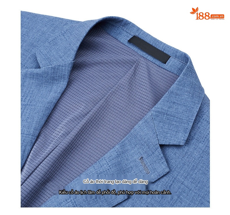 Áo Vest Blazer Nam Mỏng Nhẹ Dáng Ôm Vừa Vặn Màu Xanh Lam chi tiết 5