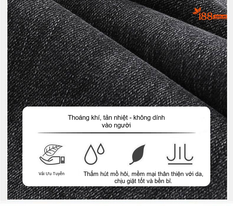 Quần Jean Nam Ống Đứng Dáng Rộng Thoải Mái Màu Xanh Đậm, Xanh Nhạt, Đen chi tiết 6