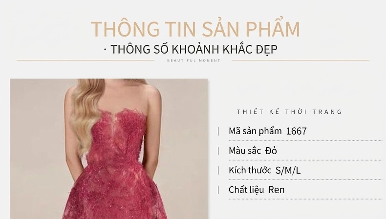 Váy Lưới Nữ Hở Vai Đính Kim Sa Ren Mỏng Gợi Cảm Màu Đỏ Hồng chi tiết 1