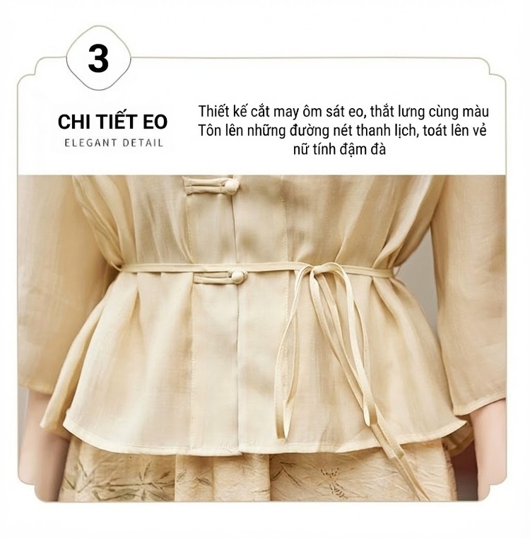 Set Áo Khoác Lửng Quần Áo Nữ In Hoa Phong Cách Trung Hoa Thanh Lịch Màu Be, Xanh chi tiết 5