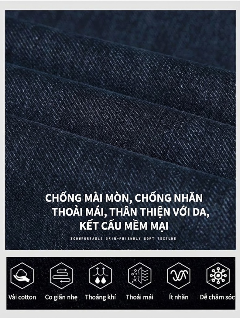 Quần Jean Nam Ống Đứng Lót Lông Dày Dặn Màu Đen Xám chi tiết 6