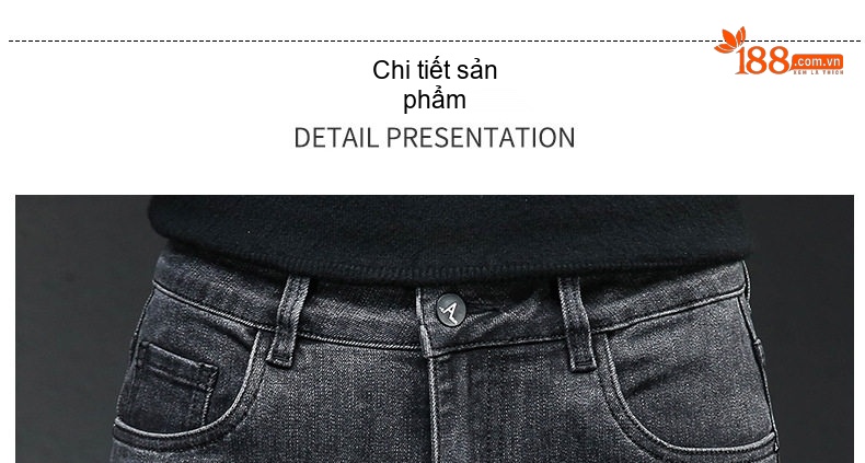 Quần Jean Nam Ống Đứng Lót Lông Dày Dặn Co Giãn Thoải Mái Màu Đen, Xám chi tiết 17
