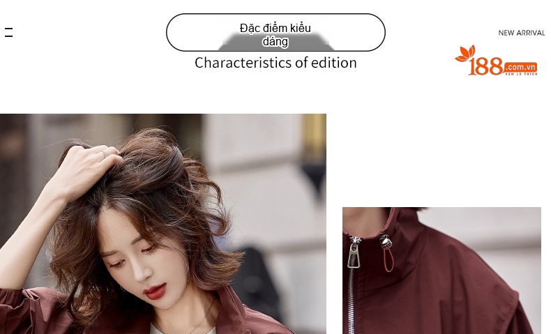 Áo Khoác Bomber Nữ Dáng Ngắn Cổ Trụ Màu Đỏ, Đen, Kem chi tiết 4