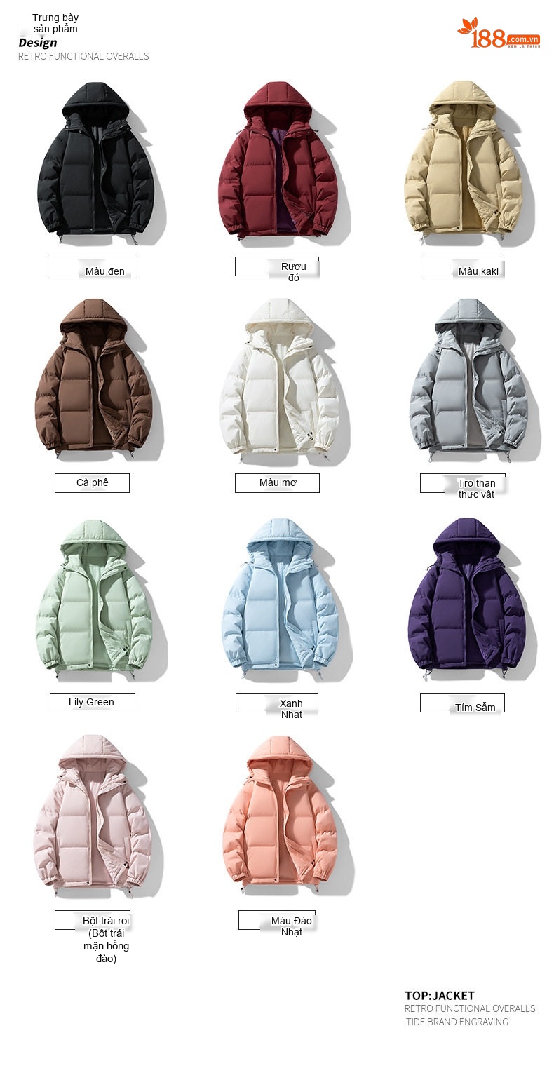 Áo Khoác Cotton Nam Nữ Dáng Rộng Mũ Trùm Đầu Kiểu Mỹ Dày Dặn Màu Đen, Tím, Đỏ, Kem... chi tiết 4