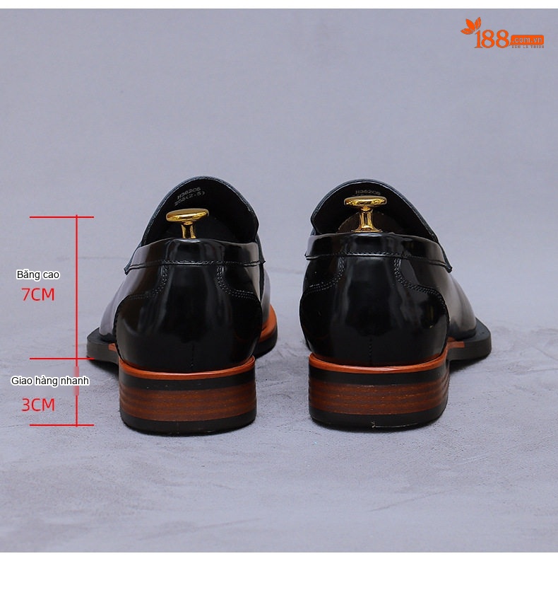 Giày Lười Nam Da Bò Phong Cách Anh Quốc Chiều Cao Đế Khoảng 3cm Màu Đen, Nâu chi tiết 17