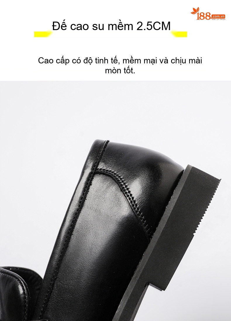 Giày Lười Nam Da Thật Penny Loafer Chiều Cao Đế Khoảng 2cm Màu Đen chi tiết 9