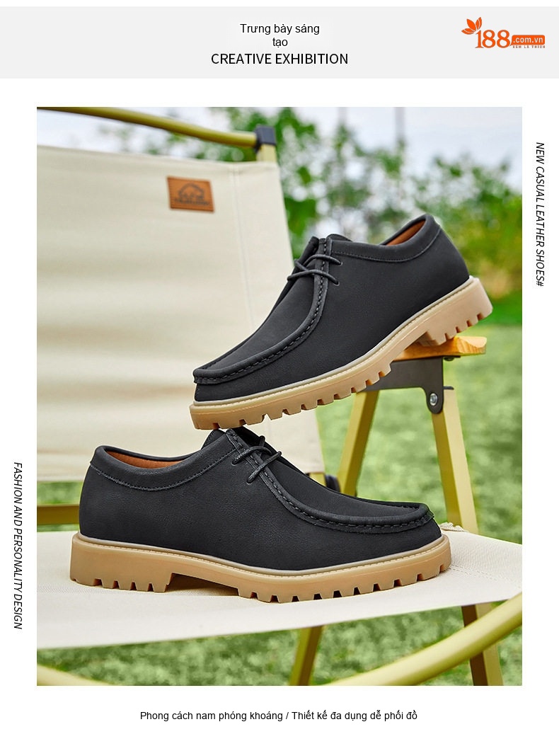 Giày Oxford Nam Giày Da Mờ Buộc Dây Phong Cách Nhật Bản Chiều Cao Đế Khoảng 3cm Màu Đen, Nâu, Xám, Xanh... chi tiết 16