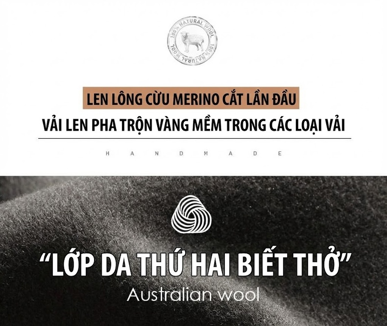 Áo Khoác Dạ Nam Lông Vũ Lót Lông Cừu Áo Khoác Len Dáng Dài Màu Xám, Đen chi tiết 2