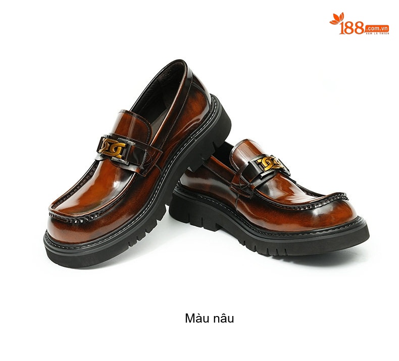 Giày Lười Nam Da Bò Chân To Đế Dày Chiều Cao Đế Khoảng 4cm Màu Đen, Nâu chi tiết 17
