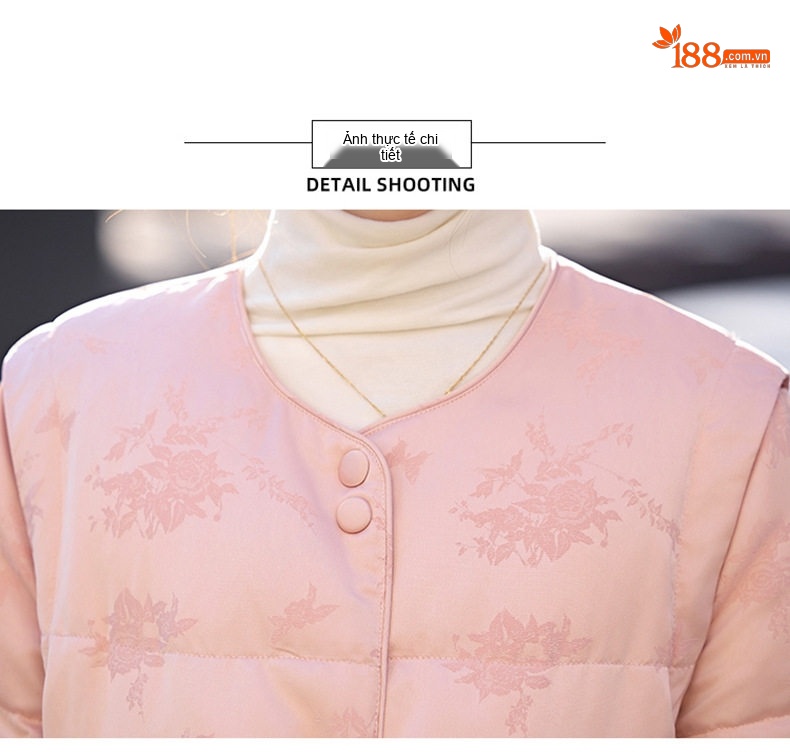 Áo Khoác Phao Nữ Dáng Dài Vừa Thắt Eo Họa Tiết Jacquard Màu Hồng, Trắng, Vàng, Đỏ... chi tiết 37