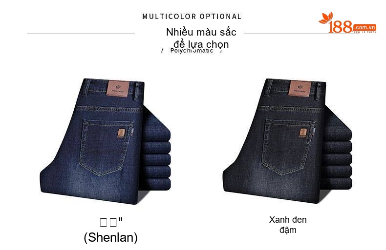 Quần Jeans Dài Nam Ống Đứng Co Giãn Thoải Mái Màu Xanh Dương Đậm chi tiết 7