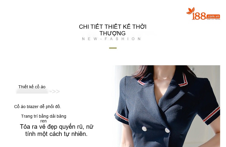 Váy Đầm Ôm Body Nữ Cổ chữ Vest Tay Ngắn Hai Hàng Khuy Phong Cách Thanh Lịch Màu Xanh Navy chi tiết 6