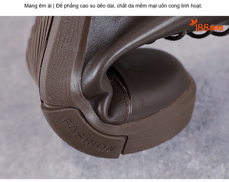 Boot Nữ Da Bò Cổ Lửng Khóa Bên Hông Chiều Cao Đế Khoảng 3cm Màu Đen, Nâu chi tiết 10