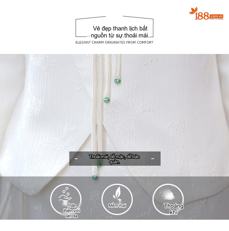 Set Áo Khoác Hán Phục Tay Dài Cổ Tàu Khuy Nút Tinh Tế Và Chân Váy Dài Thanh Lịch Màu Đen, Hồng, Trắng chi tiết 7