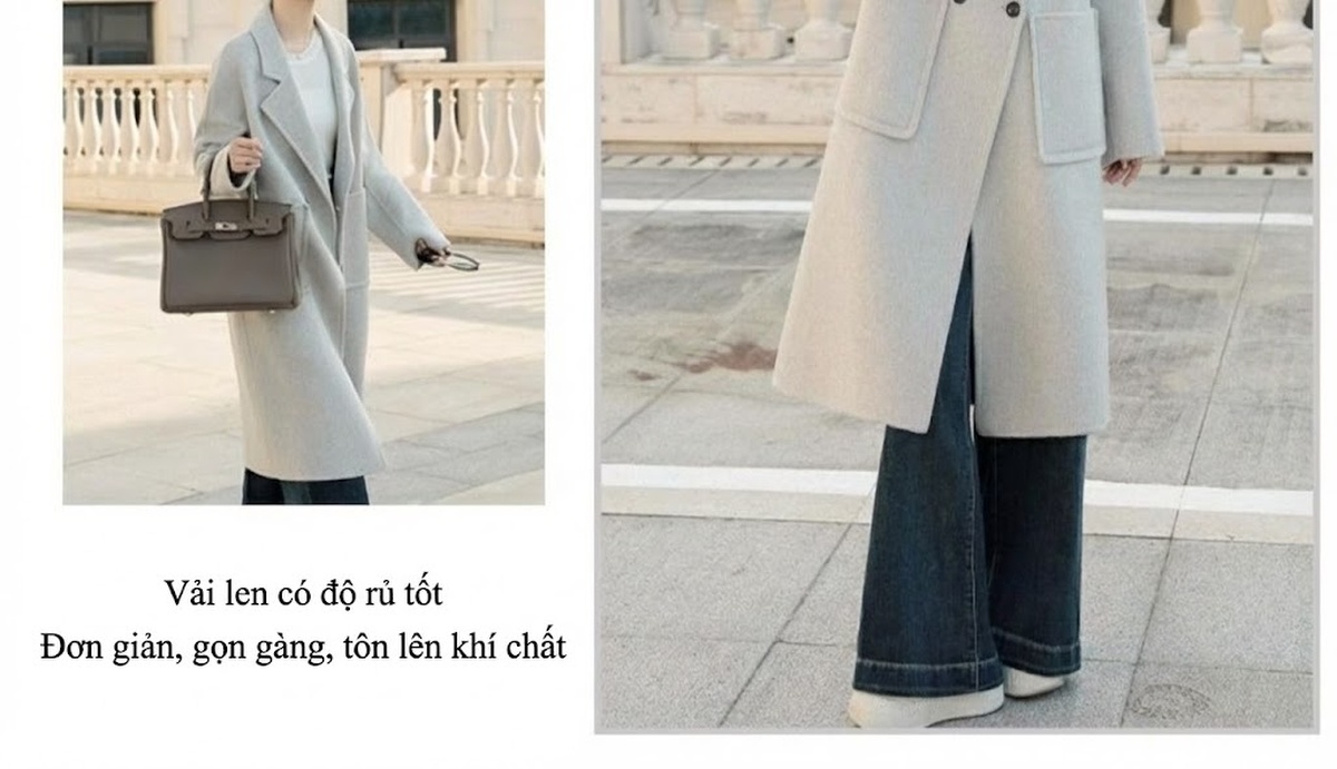 Áo Khoác Dạ Nữ Dáng Dài Vừa Vặn Thời Trang Màu Nâu, Be, Đen chi tiết 11