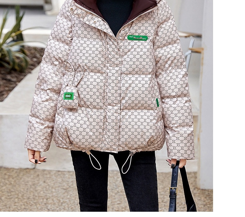 Áo Khoác Phao Nữ Cotton Kiểu Ngắn Thời Trang Màu Trắng Kem, Đen chi tiết 21