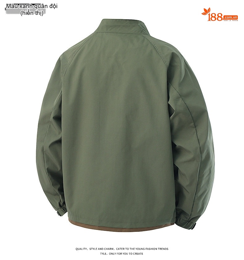 Áo Khoác Bomber Nam Cổ Trụ Phong Cách Công Sở Màu Be, Đen, Xanh chi tiết 14