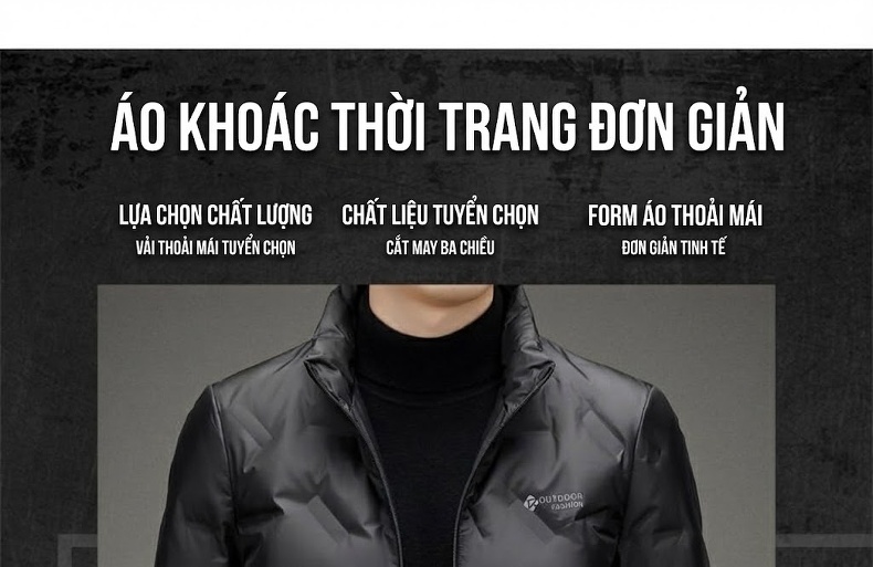 Áo Khoác Phao Lông Vũ Nam Dáng Ngắn Cổ Đứng Giữ Ấm Phong Cách Trung Niên Màu Xanh, Đen, Vàng, Xám... chi tiết 1