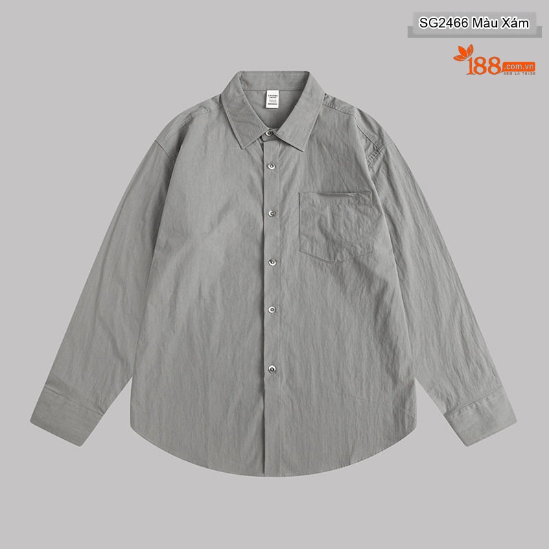 Áo Sơ Mi Dài Tay Nam Cotton Pha Polyester Mỏng Phong Cách Casual Màu Trắng, Đen, Xám, Xanh Quân Đội...