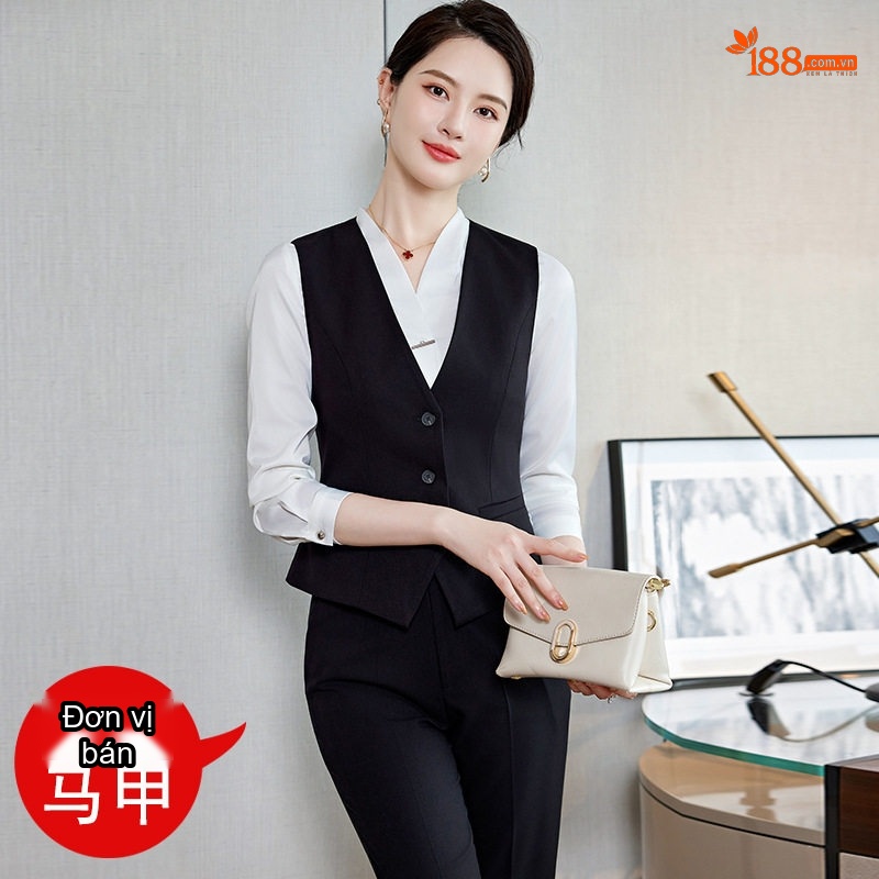 Áo Gile Nữ Công Sở Lễ Tân Khách Sạn Văn Phòng Màu Xám, Đen