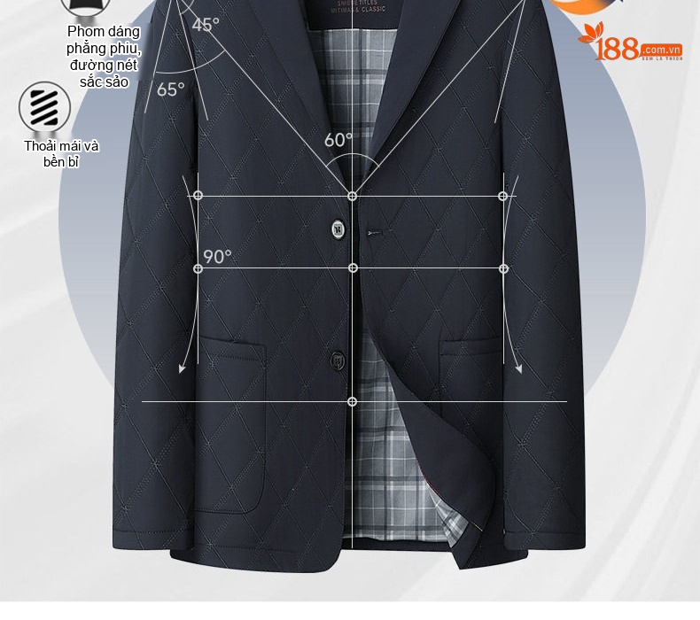 Áo Khoác Bông Nam Trung Niên Dáng Vừa Vải Cotton Lót Lụa Tằm Màu Xanh Navy chi tiết 8