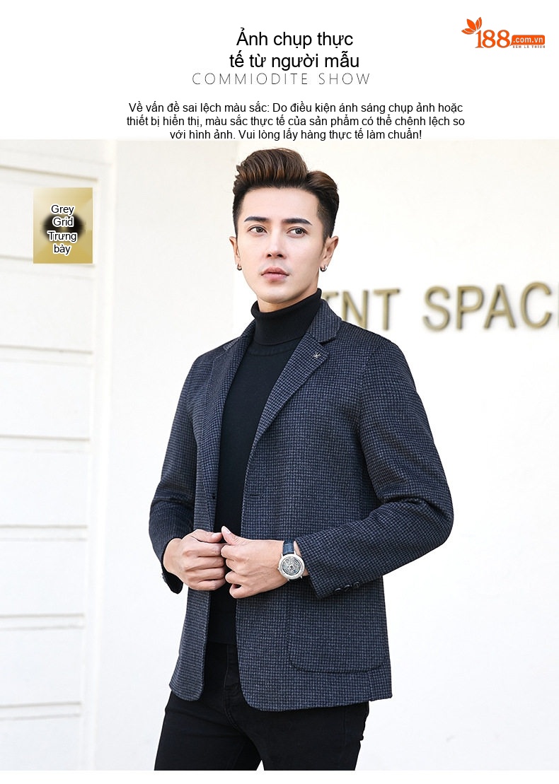 Áo Vest Nam Hai Mặt Dệt Kim Kẻ Ôm Dáng Thu Đông chi tiết 27