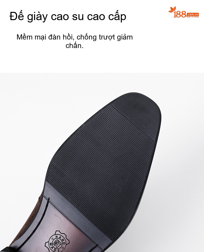 Giày Lười Nam Da Mờ Chiều Cao Đế Khoảng 2cm Màu Nâu, Xanh Navy chi tiết 9