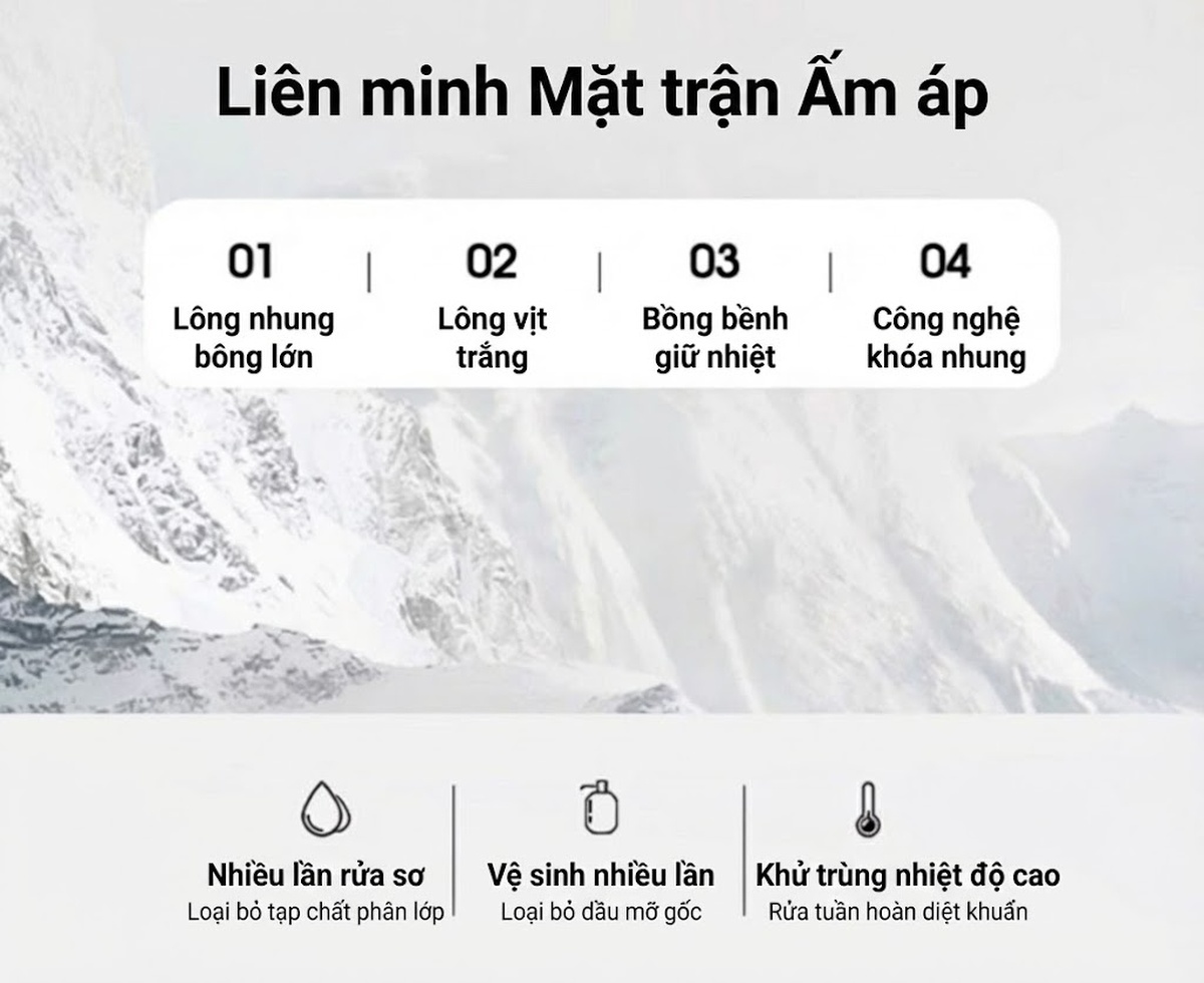 Áo Khoác Phao Nữ Dáng Dài Có Mũ Trùm Đầu Lót Lông Vũ Trắng Dáng Rộng Màu Vàng, Nâu, Trắng, Đen... chi tiết 20