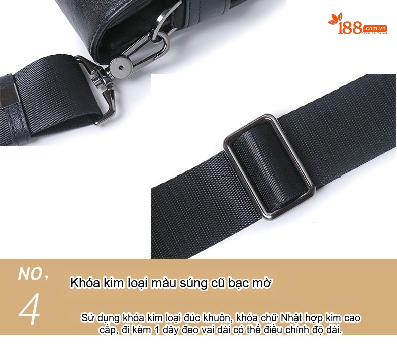 Túi Đeo Vai Nam Da Bò Phong Bì Thời Trang Công Sở Ipad Mỏng Nhẹ Màu Đen chi tiết 17