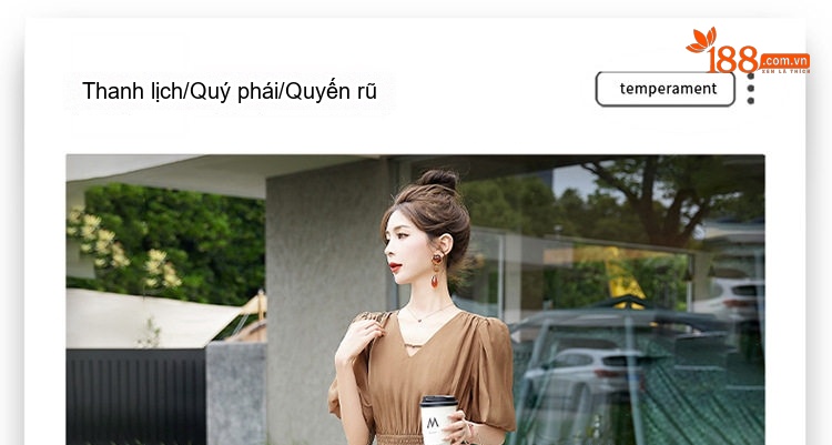 Váy Dài Nữ Cổ chữ V Thun Eo, Tay Ngắn, Xòe Lớn Phong Cách Hàn Quốc Màu Nâu, Xanh Olive chi tiết 2