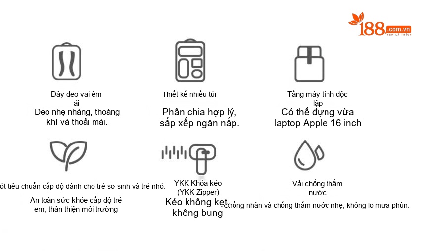 Balo Laptop Du Lịch Vải Bố Đa Năng Sức Chứa Lớn Màu Kem, Nâu chi tiết 3
