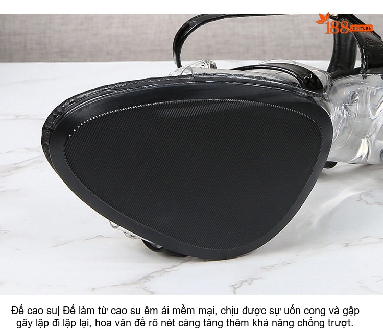 Giày Sandal Cao Gót Nữ Quai Trong Suốt Đính Đá Gót Cao 11cm Màu Đen, Đỏ, Bạc, Vàng... chi tiết 6