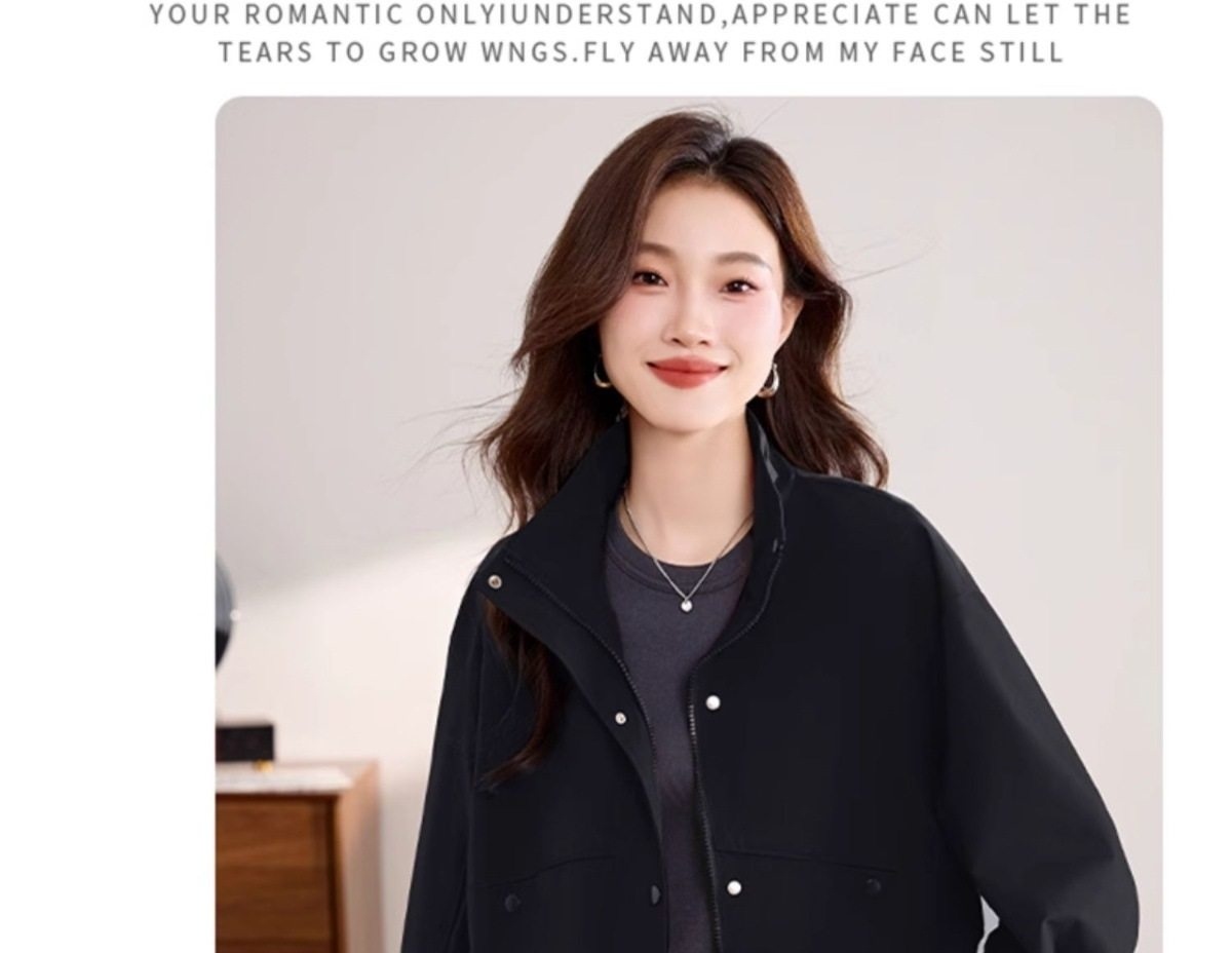 Áo Khoác Bomber Nữ Tay Lỡ Dáng Ngắn Màu Đỏ, Nâu, Đen chi tiết 27