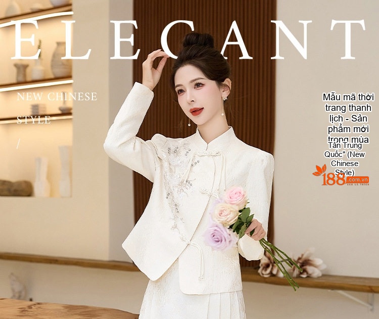 Set Áo và Chân Váy Mã Diện Nữ Phong Cách Trung Hoa Hiện Đại, Thiết Kế Sang Trọng Màu Kem chi tiết 1