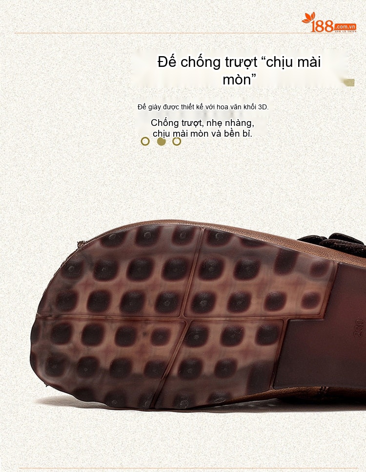 Dép Sandal Nữ Da Bò Lười Xỏ Ngón Lưới Thoáng Khí Đế Cao 3cm - 4cm Màu Nâu, Kem chi tiết 5