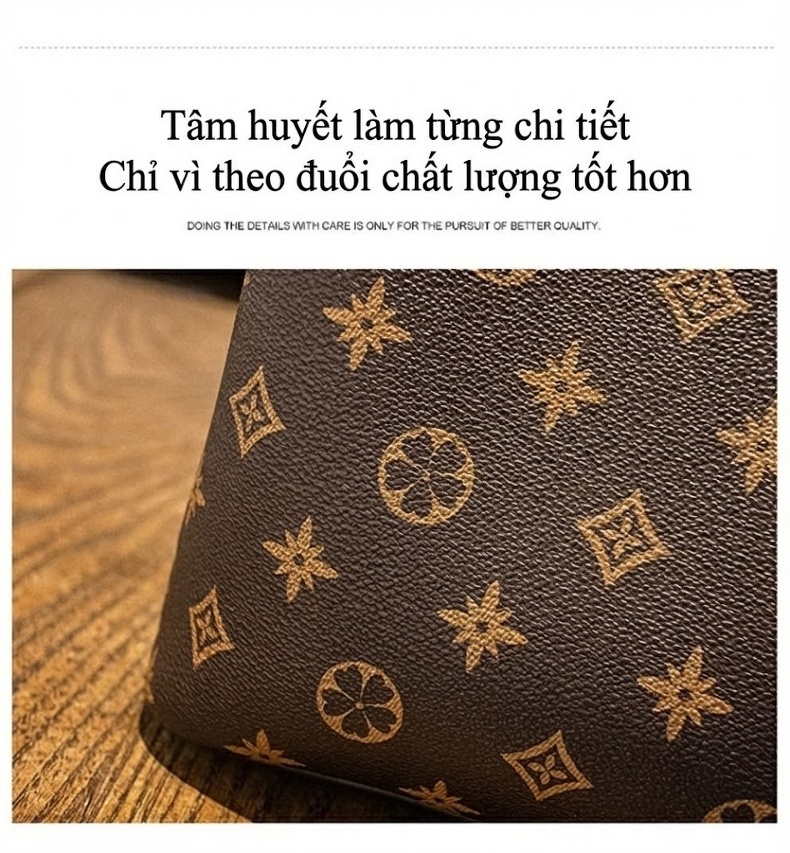 Túi Đeo Chéo/Xách Tay Nữ Hình Thùng Nước In Họa Tiết Thời Trang Màu Nâu chi tiết 23