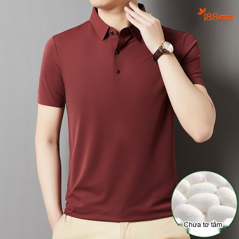 Áo Polo Nam Tay Ngắn Lụa Tằm Cao Cấp Không Nhăn Thoáng Mát Màu Đen, Xanh, Đỏ, Xám...