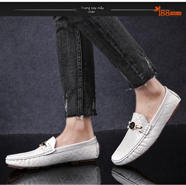 Giày Lười Nam Da Thật Cao Cấp Chiều Cao Đế Khoảng 2cm Màu Đen, Trắng, Xanh Navy chi tiết 22