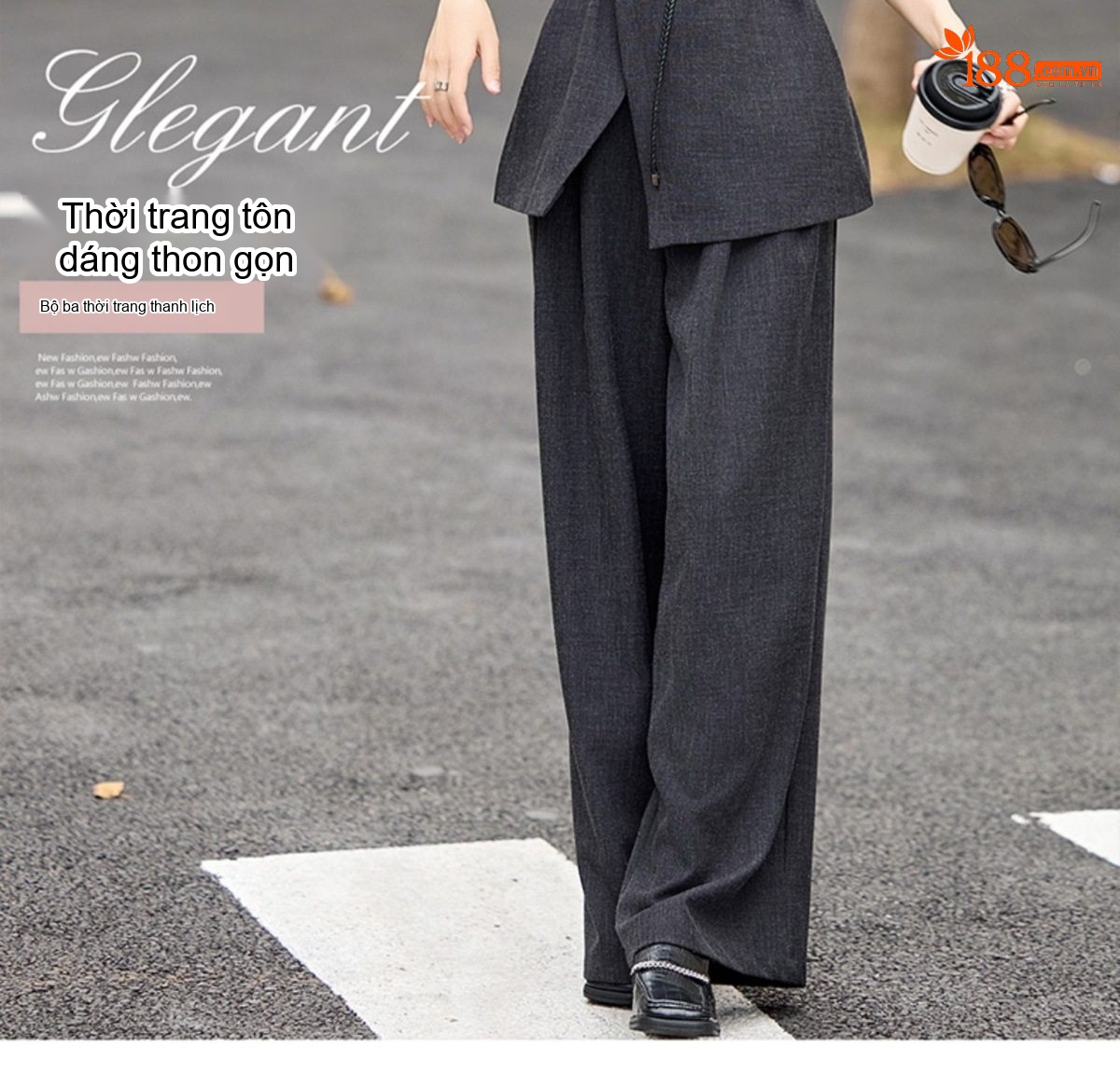 Set Bộ Vest Nữ Áo Gile Quần Ống Rộng Phong Cách Thời Trang Thanh Lịch Màu Xám chi tiết 2