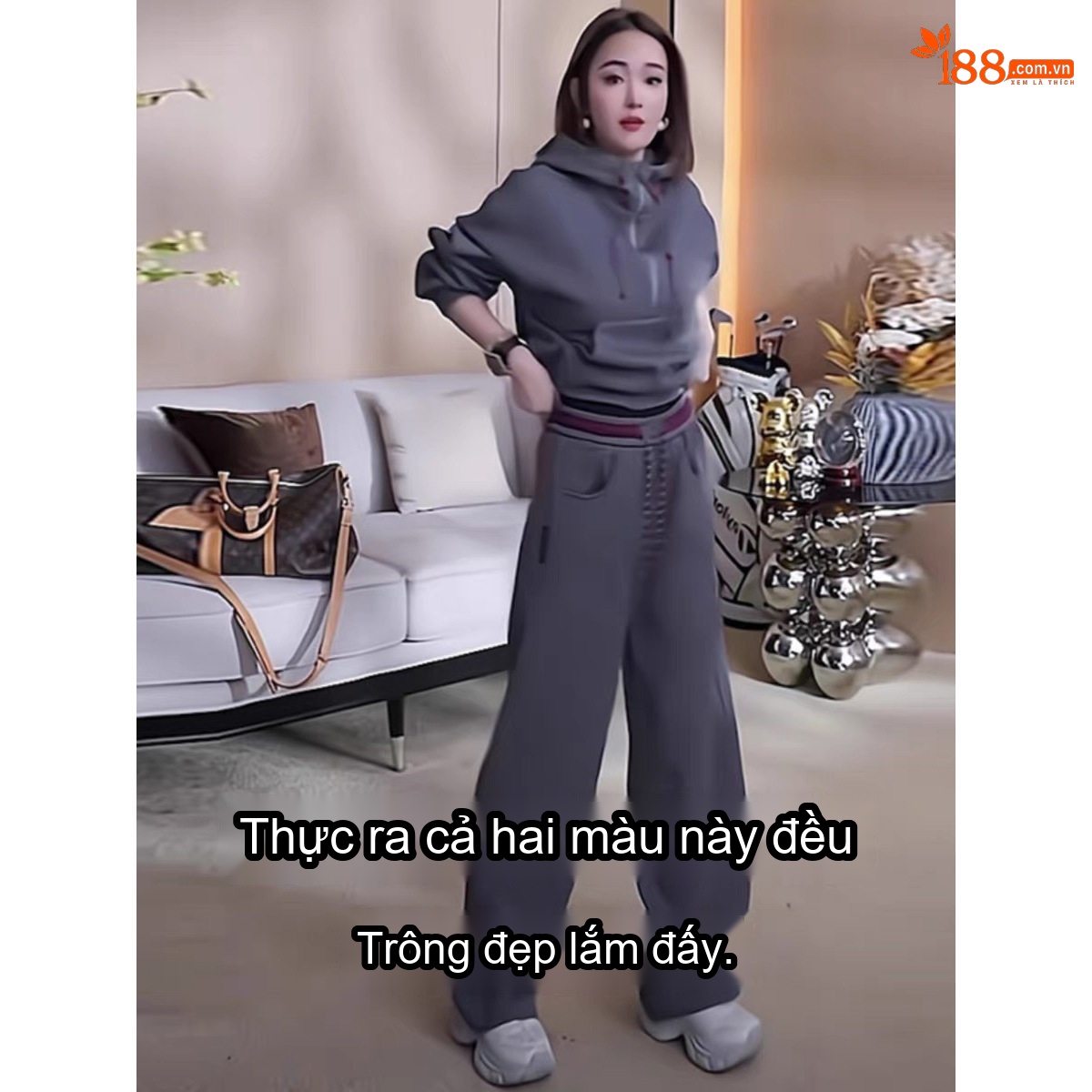 Bộ đồ thể thao nữ dáng rộng áo hoodie quần ống rộng lót lông ấm