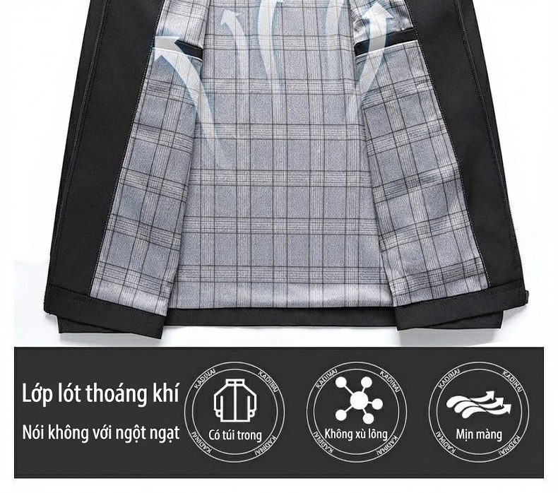 Áo Khoác Nam Mỏng Cổ Bẻ Màu Trơn Phong Cách Doanh Nhân chi tiết 11
