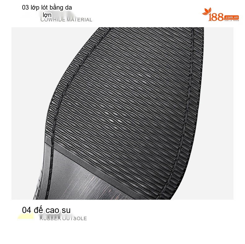 Giày Tây Buộc Dây Nam Da Dập Vân Chiều Cao Đế Khoảng 3cm Màu Đen, Nâu chi tiết 16
