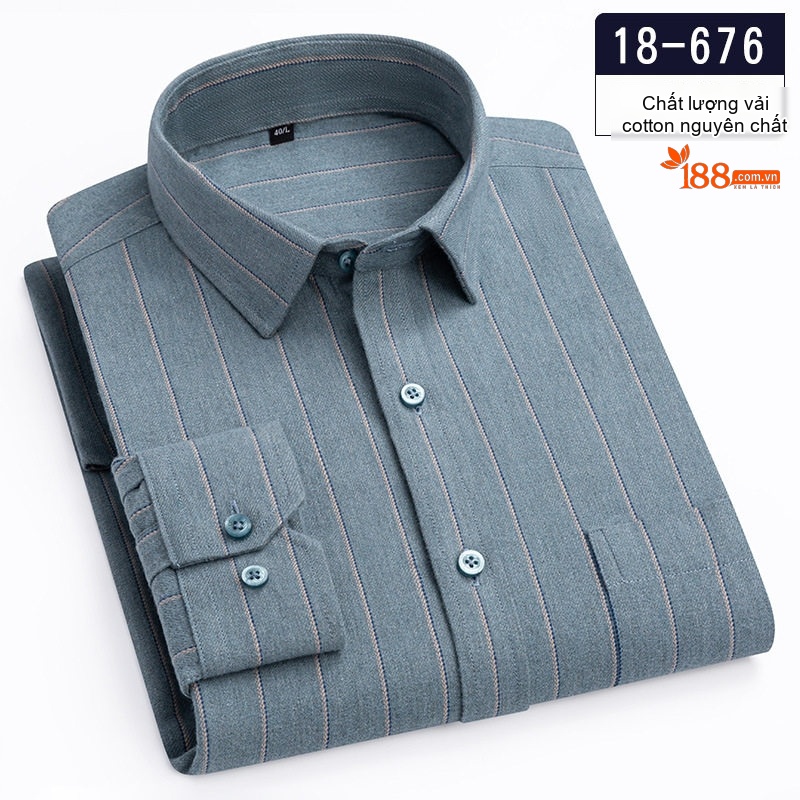 Áo Sơ Mi Nam Tay Dài Cotton Mài Lông Màu Xám, Đỏ, Xanh Dương, Xanh Lá... chi tiết 20