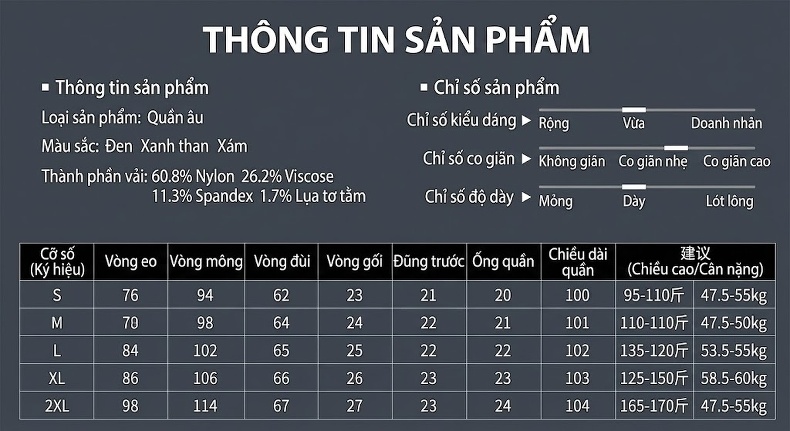 Quần Âu Nam Lụa Tơ Tằm Mỏng Mát Co Giãn Thoáng Khí Dáng Suông Màu Đen, Xám chi tiết 11