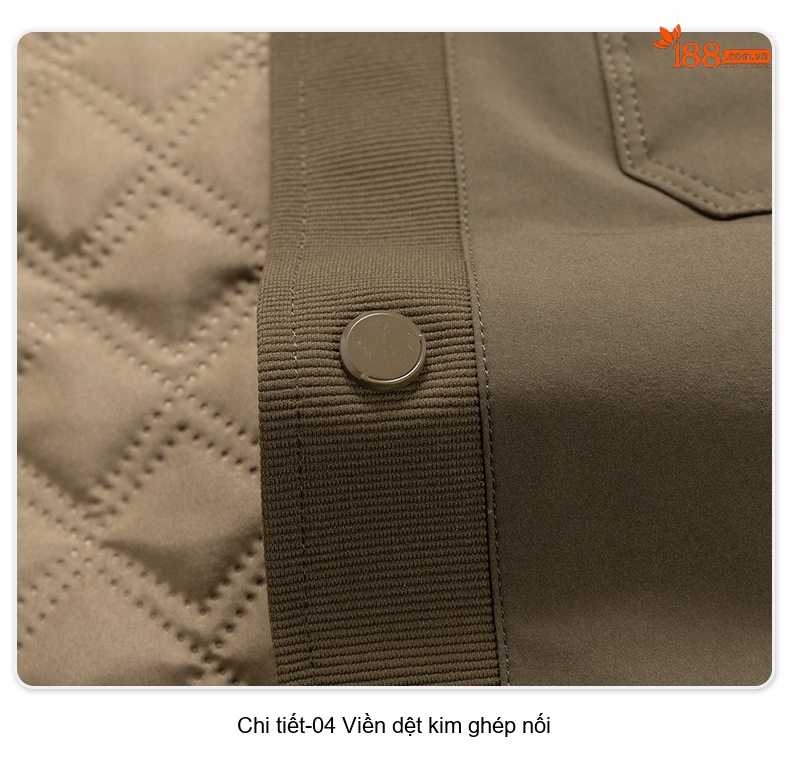 Áo Khoác Cotton Nam Tơ Tằm Chần Bông Dáng Ôm Vừa Màu Xanh Olive, Đen chi tiết 23