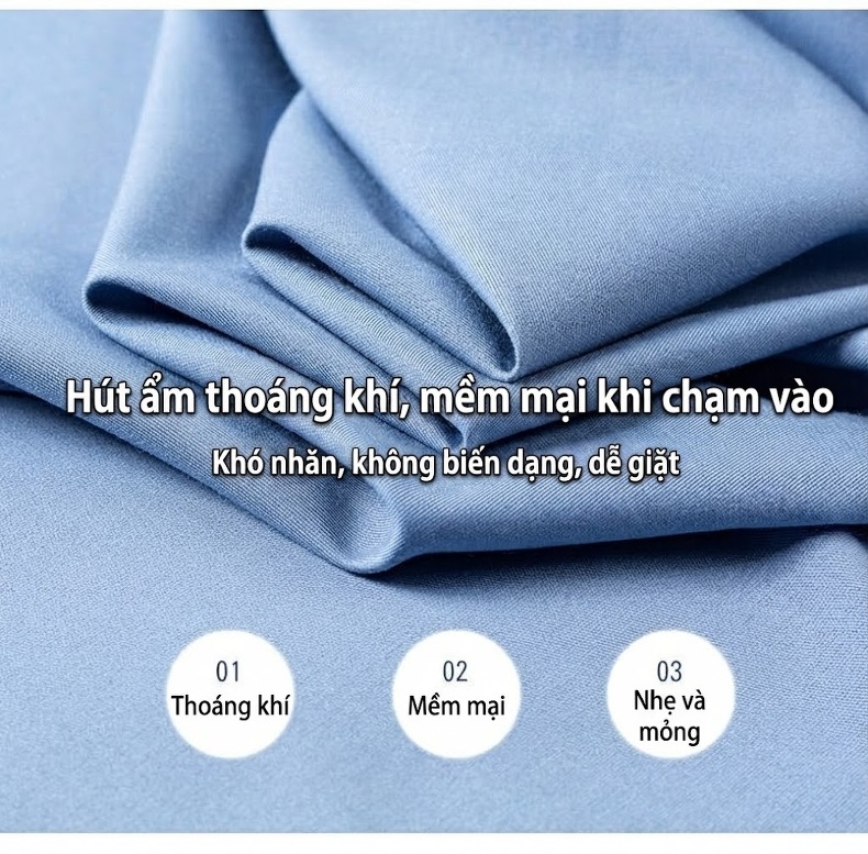 Áo Sơ Mi Dài Tay Nam Lụa Tơ Tằm Trơn Màu Phong Cách Công Sở Thanh Lịch Màu Trắng, Xanh Dương, Đen, Xám... chi tiết 4