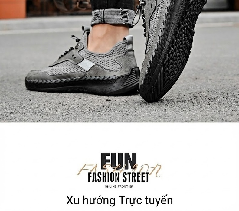 Giày Thể Thao Nam Da Bò Lưới Thoáng Khí Chiều Cao Đế Khoảng 3cm Màu Đen, Xám chi tiết 22