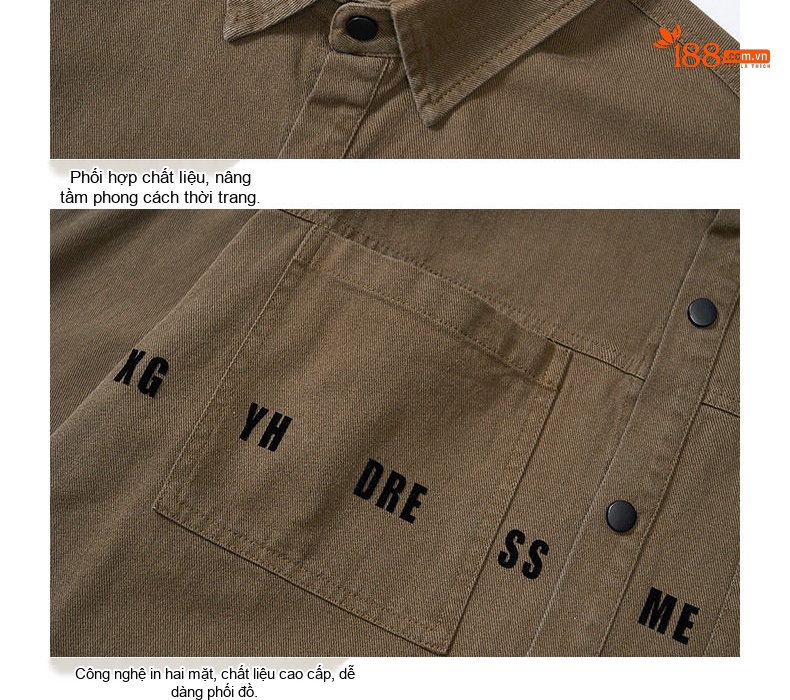 Áo Sơ Mi Cotton Dài Tay Form Rộng Cỡ Lớn Phong Cách Công Sở Màu Đen, Xanh Rêu, Nâu, Trắng Kem chi tiết 7