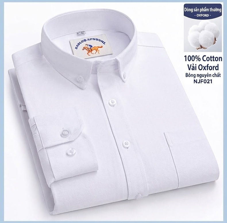 Áo Sơ Mi Nam Tay Dài Oxford Cotton Thoáng Khí Họa Tiết Kẻ Sọc Lớn Màu Xanh Dương, Đen, Trắng, Xám... chi tiết 44