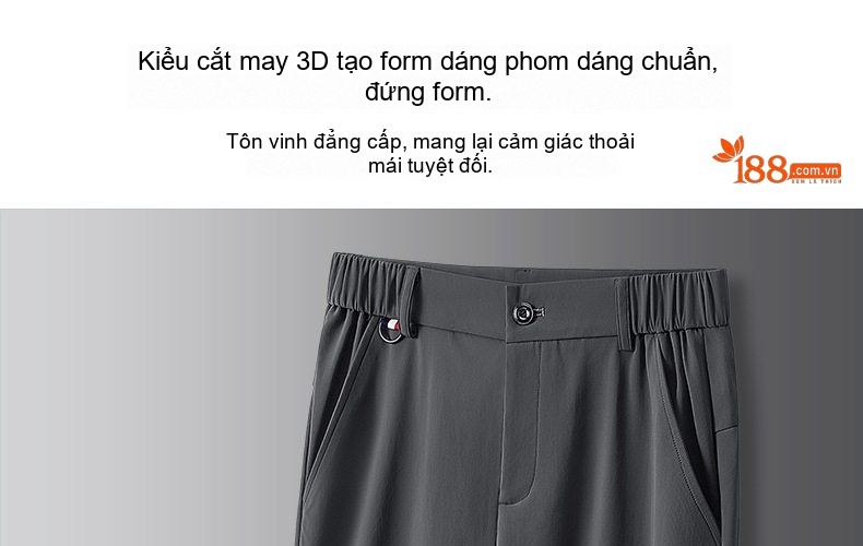 Quần Dài Nam Ống Đứng Lưng Thun Co Giãn Mùa Hè Thoáng Mát Màu Đen, Xám chi tiết 5